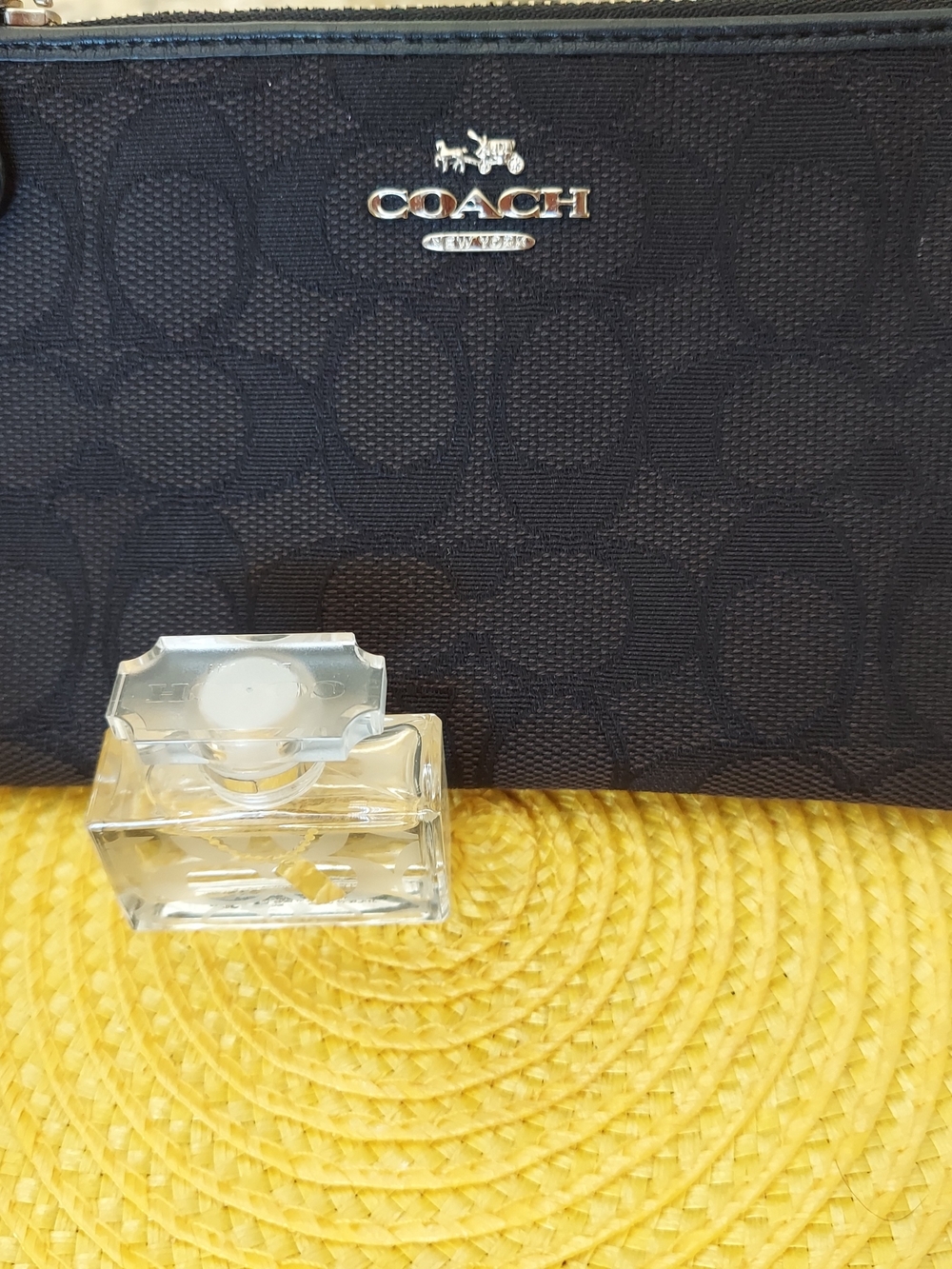 Authentic Coach Black Signature C Wristlet w/Silver Logo & .05 ML Coach Perfume. - Picture 3 of 5